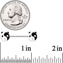 Load image into Gallery viewer, 14G 9/16 Yin Yang Panda Bear Barbell Nipple Ring Set