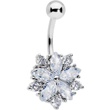 Load image into Gallery viewer, Clear CZ Gem Floral Burst Baroque Belly Ring
