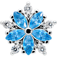 Load image into Gallery viewer, 16G 1/4 Blue CZ Gem Floral Burst Cartilage Tragus Earring