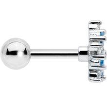 Load image into Gallery viewer, 16G 1/4 Blue CZ Gem Floral Burst Cartilage Tragus Earring