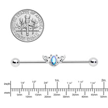 Load image into Gallery viewer, 14G Aurora Gem Art Deco Style Waves Industrial Barbell 38mm