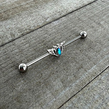 Load image into Gallery viewer, 14G Aurora Gem Art Deco Style Waves Industrial Barbell 38mm
