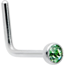 Load image into Gallery viewer, 20G 1/4 Green Gem Press Fit L Shape Nose Ring