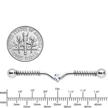 Load image into Gallery viewer, 14G Clear Gem Vee Spring Coil Project Bar 38mm