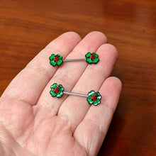 Load image into Gallery viewer, 14G 9/16 Ladybug Shamrock St Patricks Day Barbell Nipple Ring Set
