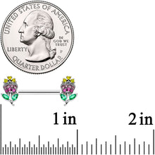 Load image into Gallery viewer, 14G 9/16 Green Pink Gem Mardi Gras Flower Barbell Nipple Ring Set