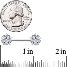 Load image into Gallery viewer, 14G 9/16 Clear CZ Gem Floral Burst Barbell Nipple Ring Set