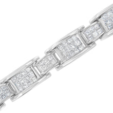 Load image into Gallery viewer, 14K White Gold 5.0 Cttw Princess Cut Diamond Invisible Set Alternating Size D Shaped Links Tennis Bracelet (H-I Color, SI2-I1 Clarity) - 7â€