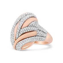 Load image into Gallery viewer, 18K Rose and White Gold 1 7/8 Cttw Diamond and Gold Textured Dome Cocktail Ring (F-G Color, VS1-VS2 Clarity) - Size 6.5