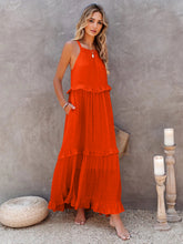 Load image into Gallery viewer, Romantic Ruffled Sleeveless Tiered Maxi Dress with Pockets Elegant & Chic Statement Beautiful Design Dress