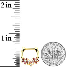 Load image into Gallery viewer, 16G 5/16 White Faux Opal Gold Hue Bunch Flowers Cartilage Clicker