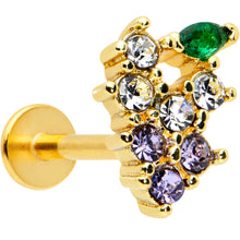 Load image into Gallery viewer, 16G 5/16 Clear CZ Gem Gold Tone Bunch Grapes Labret Monroe Tragus