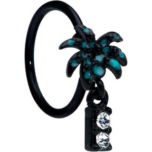Load image into Gallery viewer, 20G 5/16 Black Night Palm Tree Dangle Helix Circular Ring
