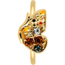 Load image into Gallery viewer, 20G 5/16 Orange Gem Gold Hue Baroque Butterfly Nose Hoop
