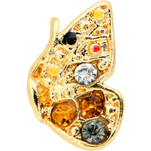 Load image into Gallery viewer, 20G 1/4 Orange Gem Gold Tone Baroque Butterfly L Shape Nose Ring