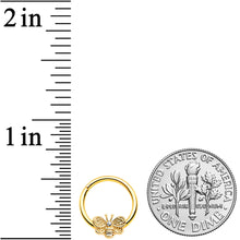 Load image into Gallery viewer, 16G 3/8 Clear Gem Gold Tone Beauty Bee Hinged Circular Ring