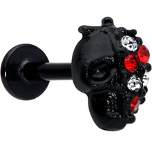 Load image into Gallery viewer, 16G 5/16 Red Clear Gem Black Skull Halloween Labret Monroe Tragus