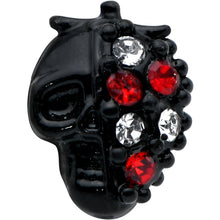 Load image into Gallery viewer, 20G 1/4 Clear Red Gem Black Skull Halloween Nose Bone