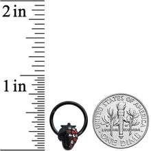 Load image into Gallery viewer, 16G 3/8 Clear Red Gem Black Skull Halloween Hinged Segment Ring