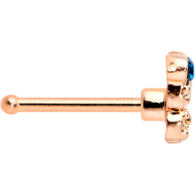 Load image into Gallery viewer, 20G 1/4 Clear Blue Gem Rose Gold Tone Butterfly Wing Nose Bone