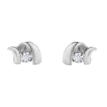 Load image into Gallery viewer, .925 Sterling Silver Round Cut Diamond Fashion Stud Earrings (0.10 cttw, I-J Color, I2-I3 Clarity)