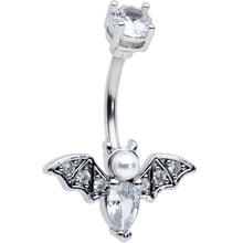 Load image into Gallery viewer, Clear Gem Vampire Bat Halloween Belly Ring