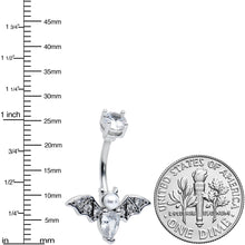 Load image into Gallery viewer, Clear Gem Vampire Bat Halloween Belly Ring