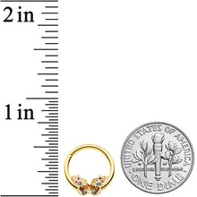 Load image into Gallery viewer, 16G 3/8 Orange Gem Gold Hue Baroque Butterfly Hinged Segment Ring