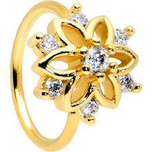Load image into Gallery viewer, 20G 5/16 Clear CZ Gem Gold Tone Flower Snowflake Nose Hoop