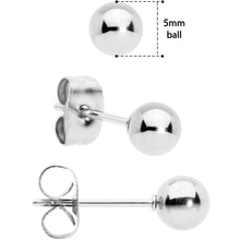 Load image into Gallery viewer, 3mm 4mm 5mm Ball 316L Stainless Steel Stud Earrings 3 Pack