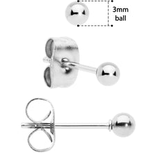 Load image into Gallery viewer, 3mm 4mm 5mm Ball 316L Stainless Steel Stud Earrings 3 Pack