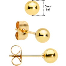 Load image into Gallery viewer, 3mm 4mm 5mm Ball Gold Tone 316L Stainless Steel Stud Earrings 3 Pack