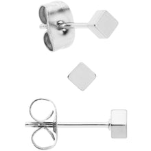 Load image into Gallery viewer, 3mm 4mm 5mm Square 316L Stainless Steel Stud Earrings 3 Pack
