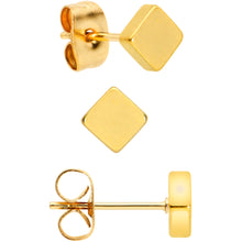 Load image into Gallery viewer, 3mm 4mm 5mm Square Gold Tone 316L Stainless Steel Stud Earrings 3 Pack