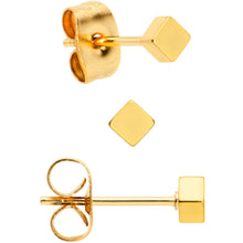 Load image into Gallery viewer, 3mm 4mm 5mm Square Gold Tone 316L Stainless Steel Stud Earrings 3 Pack