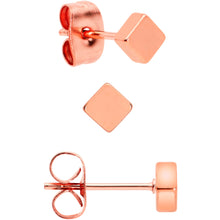 Load image into Gallery viewer, 3mm 4mm 5mm Square Rosy Hue 316L Stainless Steel Stud Earrings 3 Pack