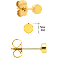 Load image into Gallery viewer, 3mm 4mm 5mm Circle Gold Tone 316L Stainless Steel Stud Earrings 3 Pack