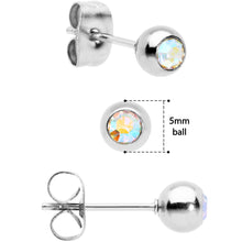Load image into Gallery viewer, 3mm 4mm 5mm Aurora Gem Ball 316L Stainless Steel Stud Earrings 3 Pack