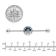 Load image into Gallery viewer, 14G Blue Gem Abstract Arch Industrial Barbell 38mm