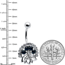 Load image into Gallery viewer, Clear Blue Gem Abstract Arch Belly Ring