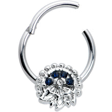 Load image into Gallery viewer, 16G 3/8 Clear Blue Gem Abstract Arch Hinged Segment Ring