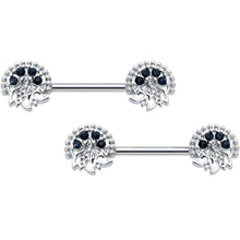 Load image into Gallery viewer, 14G 1/2 Blue Clear Gem Abstract Arch Barbell Nipple Ring Set