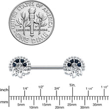 Load image into Gallery viewer, 14G 1/2 Blue Clear Gem Abstract Arch Barbell Nipple Ring Set