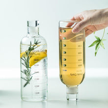 Load image into Gallery viewer, 750ml Large Capacity Glass Water Bottle With Time Marker Cover For Water Drink Transparent Milk Juice Simple Cup Birthday Gift Sport Grey Glass Bottle Glass Bottle with Hourly Time Marker Leak Proof Reusable Water Bottle