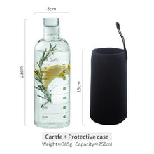 Load image into Gallery viewer, 750ml Large Capacity Glass Water Bottle With Time Marker Cover For Water Drink Transparent Milk Juice Simple Cup Birthday Gift Sport Grey Glass Bottle Glass Bottle with Hourly Time Marker Leak Proof Reusable Water Bottle