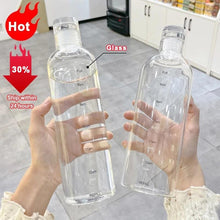 Load image into Gallery viewer, 750ml Large Capacity Glass Water Bottle With Time Marker Cover For Water Drink Transparent Milk Juice Simple Cup Birthday Gift Sport Grey Glass Bottle Glass Bottle with Hourly Time Marker Leak Proof Reusable Water Bottle
