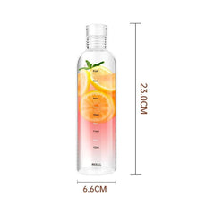 Load image into Gallery viewer, 750ml Large Capacity Glass Water Bottle With Time Marker Cover For Water Drink Transparent Milk Juice Simple Cup Birthday Gift Sport Grey Glass Bottle Glass Bottle with Hourly Time Marker Leak Proof Reusable Water Bottle