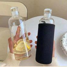 Load image into Gallery viewer, 750ml Large Capacity Glass Water Bottle With Time Marker Cover For Water Drink Transparent Milk Juice Simple Cup Birthday Gift Sport Grey Glass Bottle Glass Bottle with Hourly Time Marker Leak Proof Reusable Water Bottle