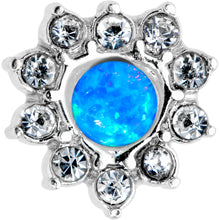 Load image into Gallery viewer, 20G 7mm Blue Faux Opal Heart Sun L Shape Nose Ring