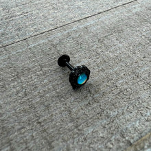 Load image into Gallery viewer, 16G 5/16 White Tourmaline Black Filigree Labret Monroe Tragus